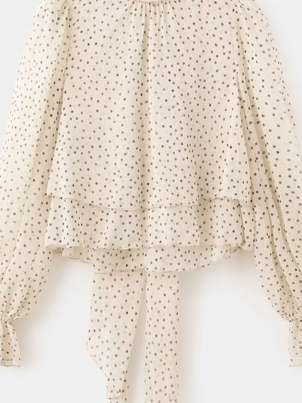 Mango Cream Polka Dot Ruffle Blouse